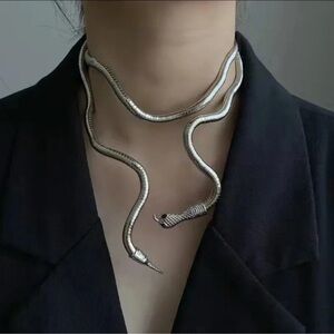 Serpenti Silver Metallic Magic Snake Cool Bendy Multilayer Necklace